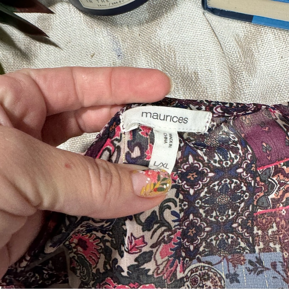 Maurices Floral Paisley Kimono Cardigan Sheer Boho Duster L/XL - Picture 7 of 11